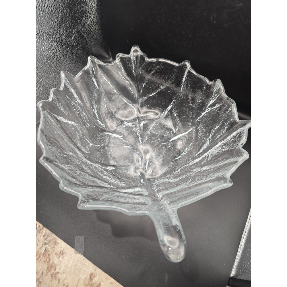 Vintage Blenko Clear‎ Glass Cabbage Leaf Bowl